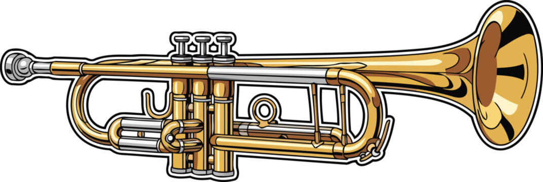 shining golden trumpet detailed musical instrument illustration