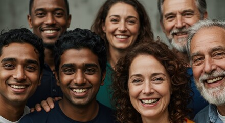 Obraz premium Diverse group of people smiling closeup portrait