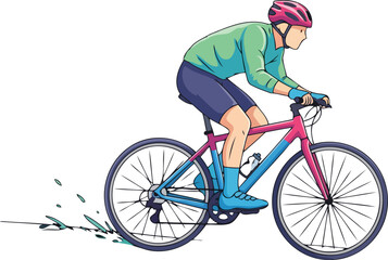 Obraz premium cyclist in motion dynamic road bike ride illustration