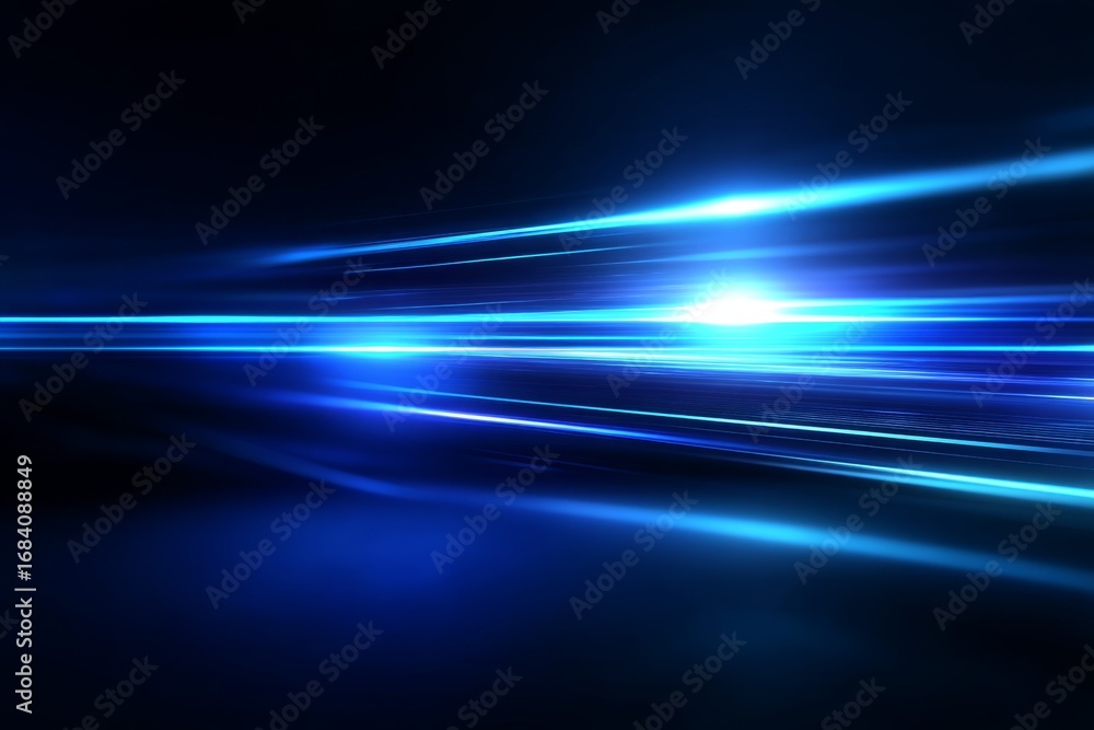 Poster abstract blue light streaks on dark background creating a futuristic dynamic effect