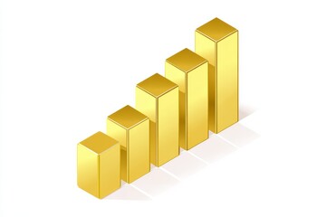 Golden vertical bar graph with increasing height representing growth and progress