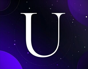 Large white letter U on a dark purple background with circles