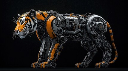 A mechanical tiger design with intricate details.