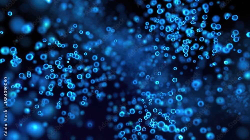Aufkleber a mesmerizing abstract image featuring blue bubbles floating in a dark background, creating a sense 