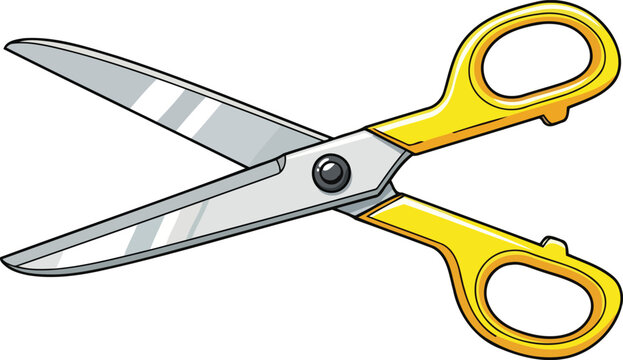 sharp yellow scissors ready to cut precise cutting tool illustration