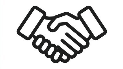 A simple yet powerful illustration of two hands shaking, symbolizing collaboration, agreement, and partnership in business. Ideal for conveying teamwork and professionalism.