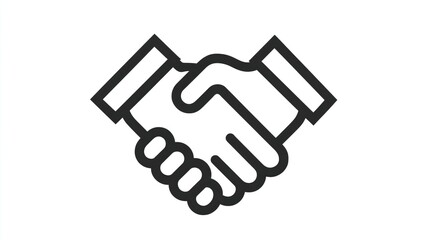 Obraz premium A minimalist illustration of a handshake symbolizing agreement and partnership, representing collaboration and trust in business. Ideal for corporate and professional contexts.
