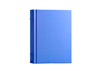 A vibrant, solid-blue book, upright, against a black backdrop.?The book's cover appears smooth and slightly textured.?Visible are subtle, decorative edges along the spine and cover