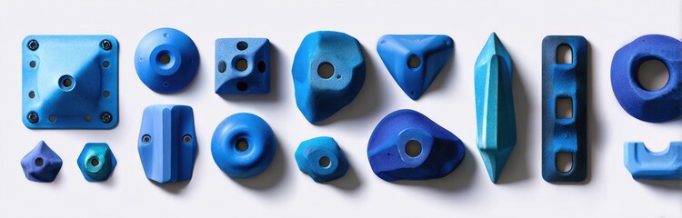 Assorted blue climbing holds