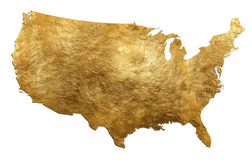 A gold colored map of the United States
