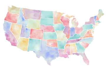 A colorful map of the United States