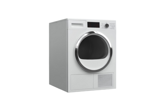 A white dryer with a digital display