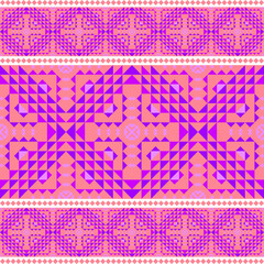 Abstract seamless floral pattern with pink and purple geometric design for wallpaper and textile decoration