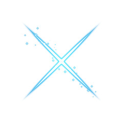 Blue Diagonal Sparkle Light Cross on Transparent Background
