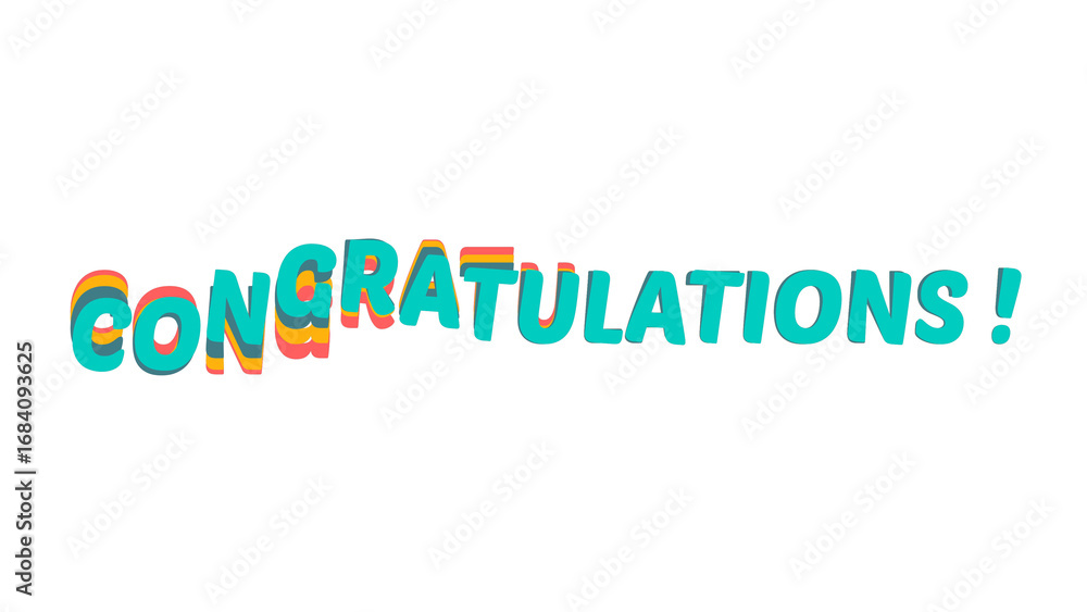 Fototapete congratulations text with colorful wave effect. modern 3d typography design image for celebration an