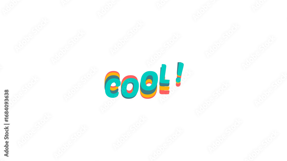 Poster cool word in colorful 3d layered typography. modern playful graphic design with a retro pop art wave