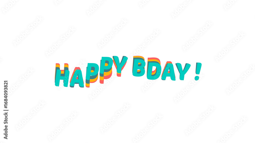 Aufkleber happy bday text style. colorful 3d layered typography with wave effect for birthday greetings and ce