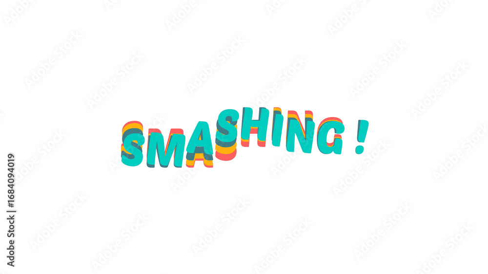 Fototapete smashing text effect with colorful wavy layers. 3d typography for graphic design projects. isolated 
