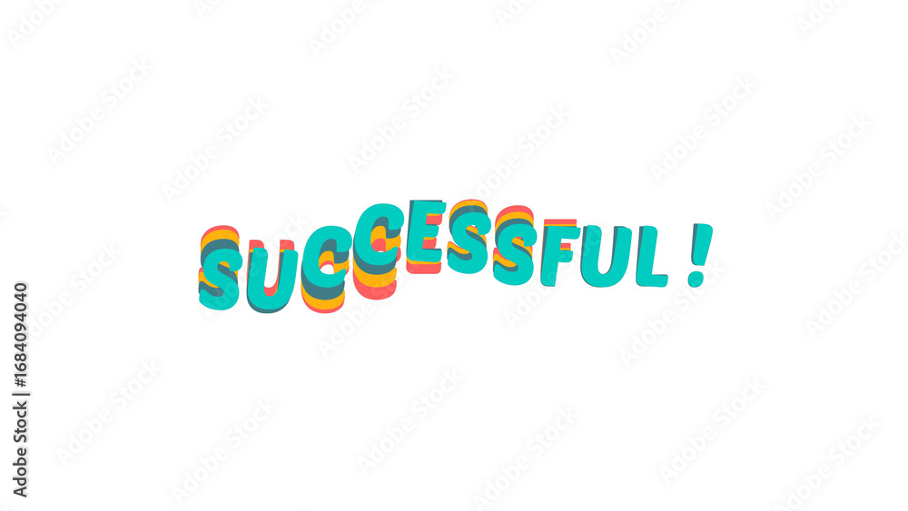 Aufkleber successful word in colorful 3d wavy typography. retro-style layered text effect image for motivation