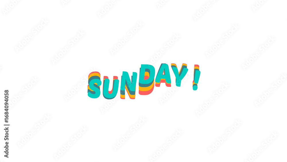 Aufkleber vibrant sunday text graphic with a colorful wave effect. this creative typography image is isolated 