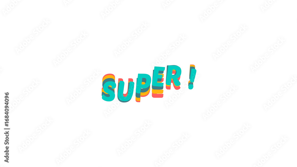 Fototapete colorful wavy text super! with a retro 3d effect. multicolored typography for creative projects. ima