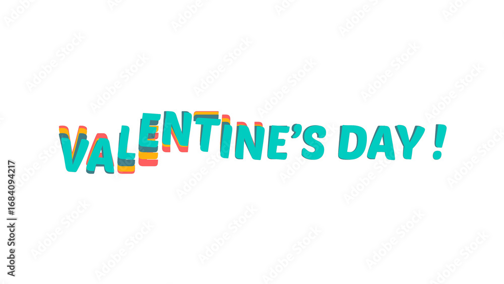 Fototapete valentine's day greeting with style typography. colorful, modern, wavy layered text effect image. ov