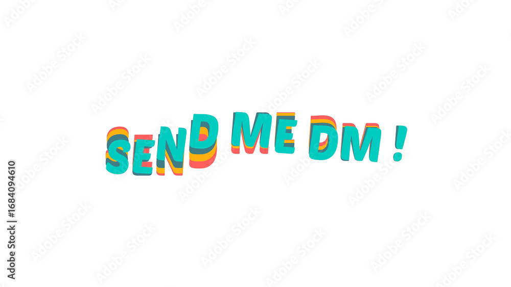 Fototapete send me dm colorful 3d wavy text effect. call to action message for social media interaction and dir