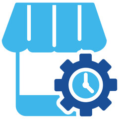 Market Operation Time Blue Glyph Icon
