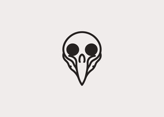 A raven skull line style logo, symbolizing death, mystery, and the dark elegance of gothic themes
