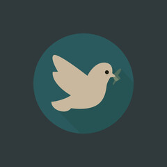 Peace Dove Icon – Flying White Bird Symbolizing Freedom, Hope, and Harmony in Flat Vector Design