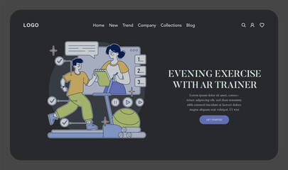 Evening Exercise with AR Trainer Vector Illustration