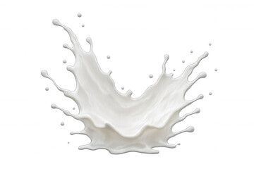 White milk splashing and making a crown shape, isolated on transparent background, ideal for compositing