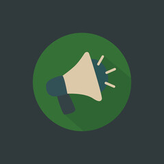 Flat vector illustration of a megaphone. Represents communication, announcement, campaign, or protest.