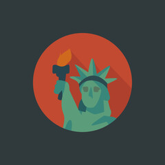 Flat vector illustration of the Statue of Liberty with torch. Symbol of freedom, democracy, and the United States.