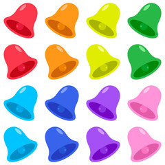 カラフルなベルの飾り シンプルイラスト8色セット