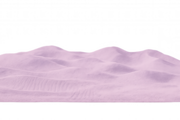 Pink sand dunes undulating across desert terrain, forming ethereal landscape with transparent background, ideal for creative visual compositions