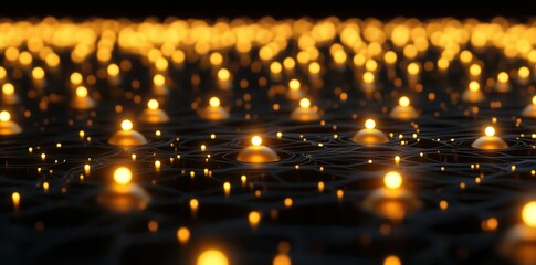 Golden Nodes Connect in Abstract Network on Dark Surface with Modern Theme