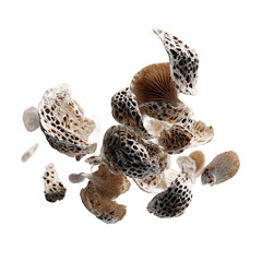 Obraz premium Dried abstract organic forms floating, isolated on white transparent background