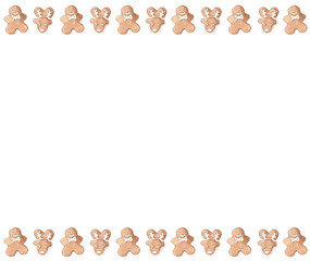 Watercolor hand drawn Christmas Bakery horizontal border on white background illustration