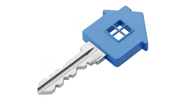 House Key Icon 3d Render Blue House