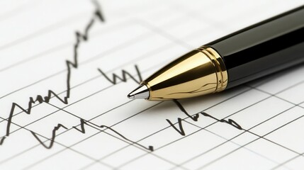 Fototapeta premium Analyze Graph with Pen for Investment. A concept of data-driven decisions