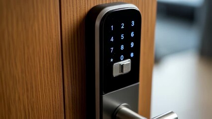 Hand inserting smart key card near a digital deadbolt capturing the ease of pairing physical tokens with electronic locking systems.