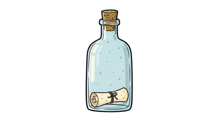 Message In A Bottle Cartoon Illustration