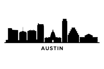Naklejka premium Detailed Austin city skyline vector illustration showcasing iconic Texas capital landmarks, perfect for design concepts and travel themes, representing urban identity and modern architecture