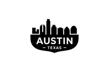 Obraz premium Austin, Texas metropolitan skyline vector illustration capturing the vibrant cityscape and iconic architectural landmarks for travel branding