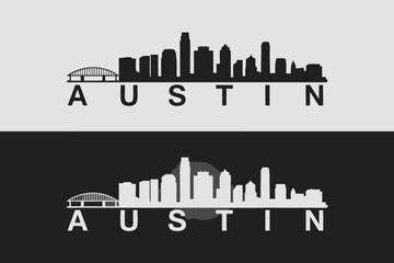 Fototapeta premium Dynamic Austin, Texas city skyline vector illustration capturing iconic urban architecture and vibrant downtown silhouette artwork, perfect for travel and tourism branding