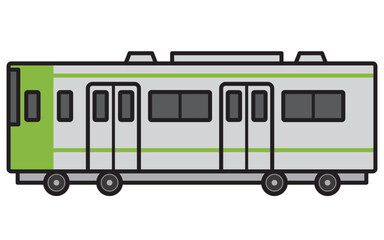 電車　列車　車両　公共交通機関　イラスト　ベクター　黄緑