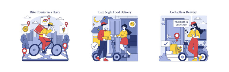 Bike and Scooter Couriers Delivering Food Orders