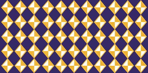 Elegant geometric pattern with shimmering gold diamonds and deep purple squares, perfect for luxury designs.