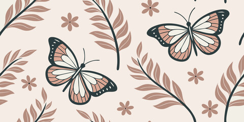 Charming butterfly and floral pattern design, perfect for elegant invitations and spring decor